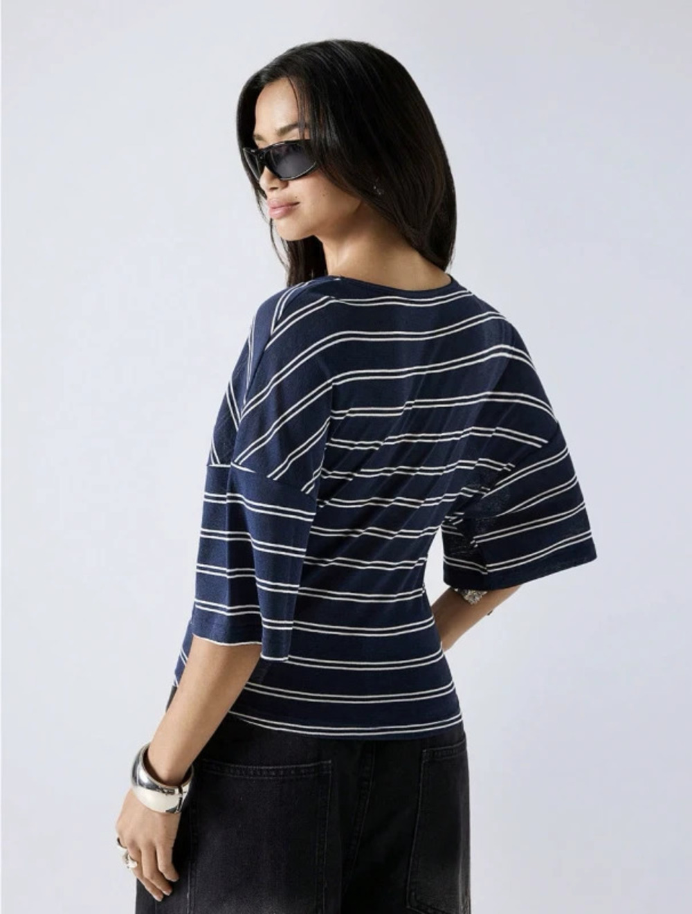 ZARA Striped Sheer Collar Blouse Casual Versatile Slimming Office